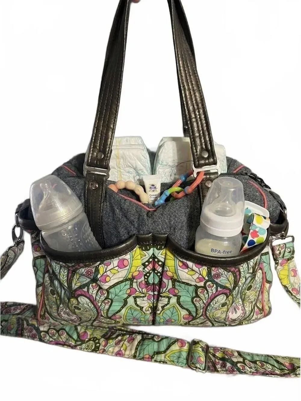 Floral Patterned Diaper Bag Custom made Multiple Compartment